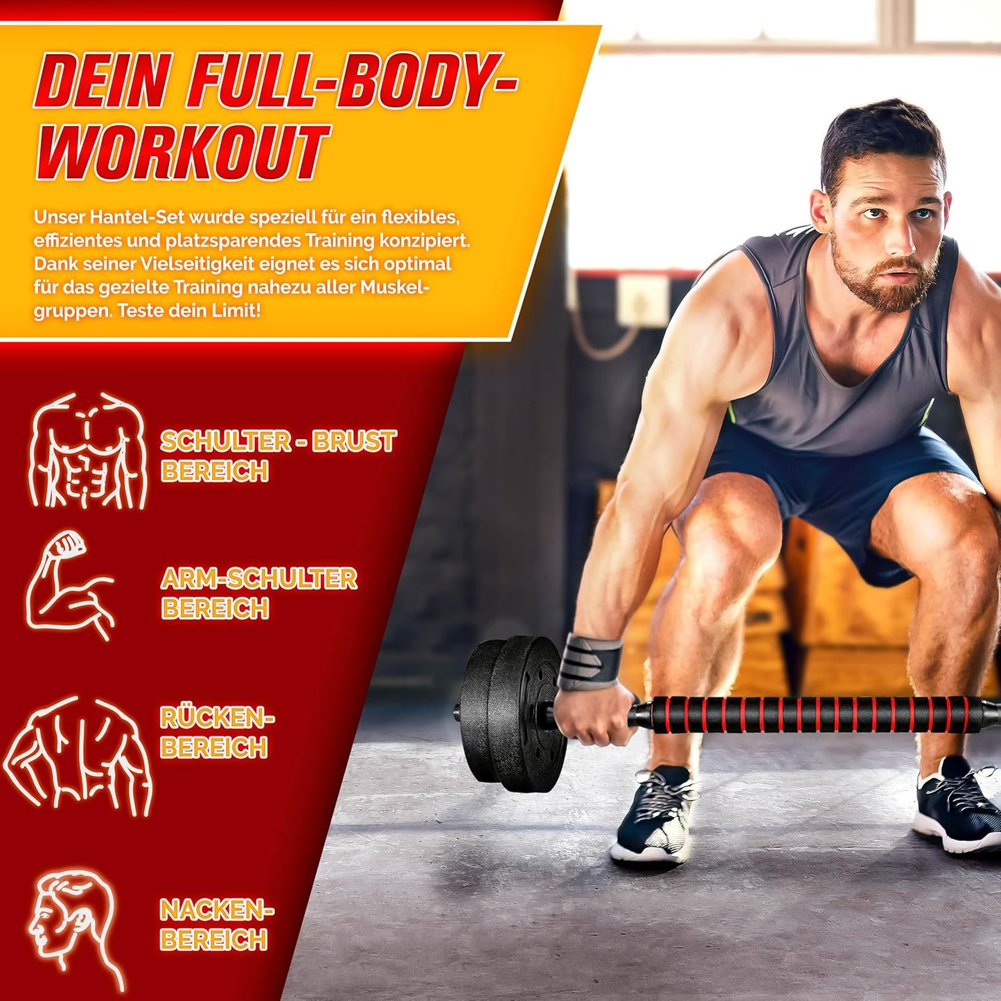 2-in-1 Hantelset verstellbar, 15 kg