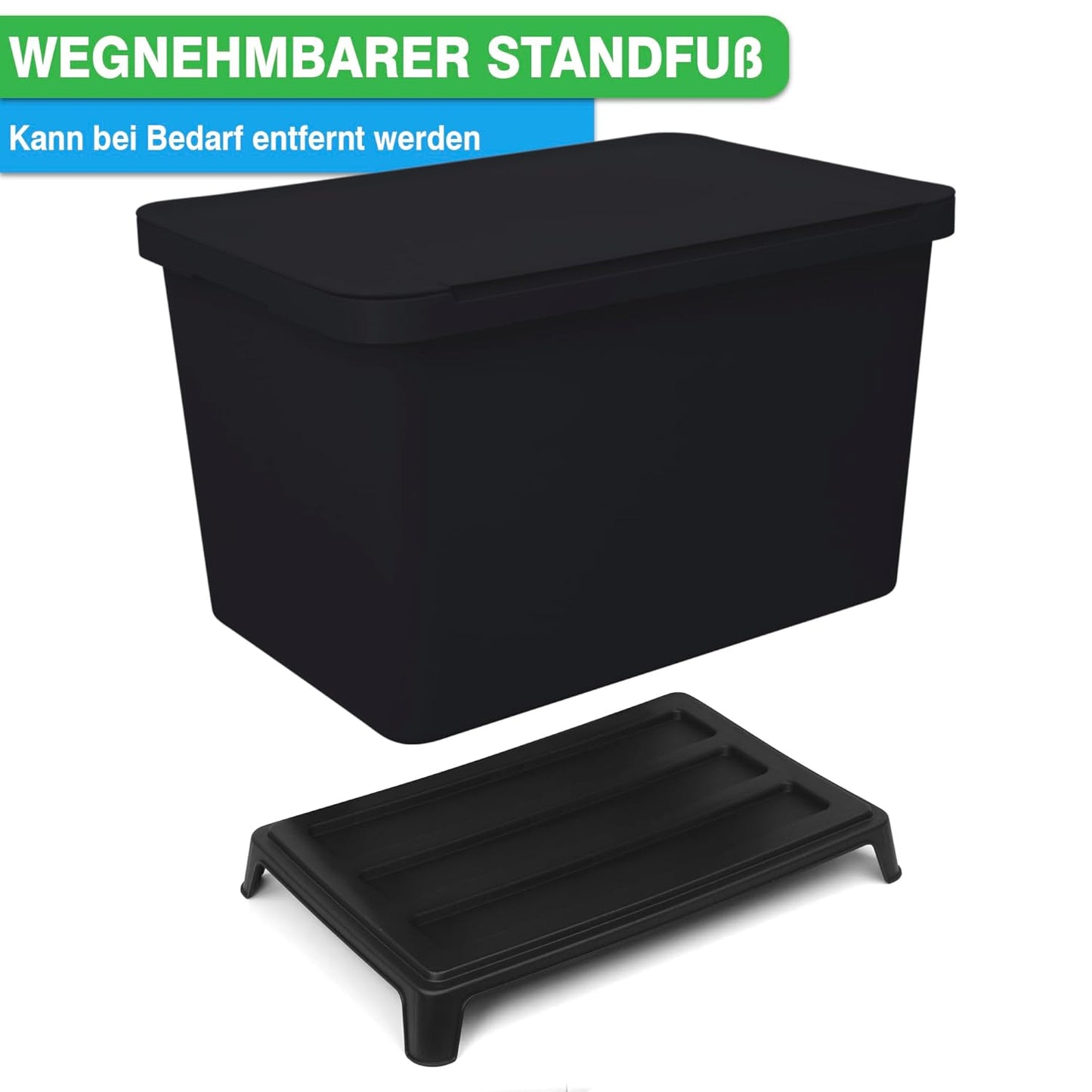 Mülltrennsystem mit 4 Fächern und Fusspedal, 40 Liter / Schwarz