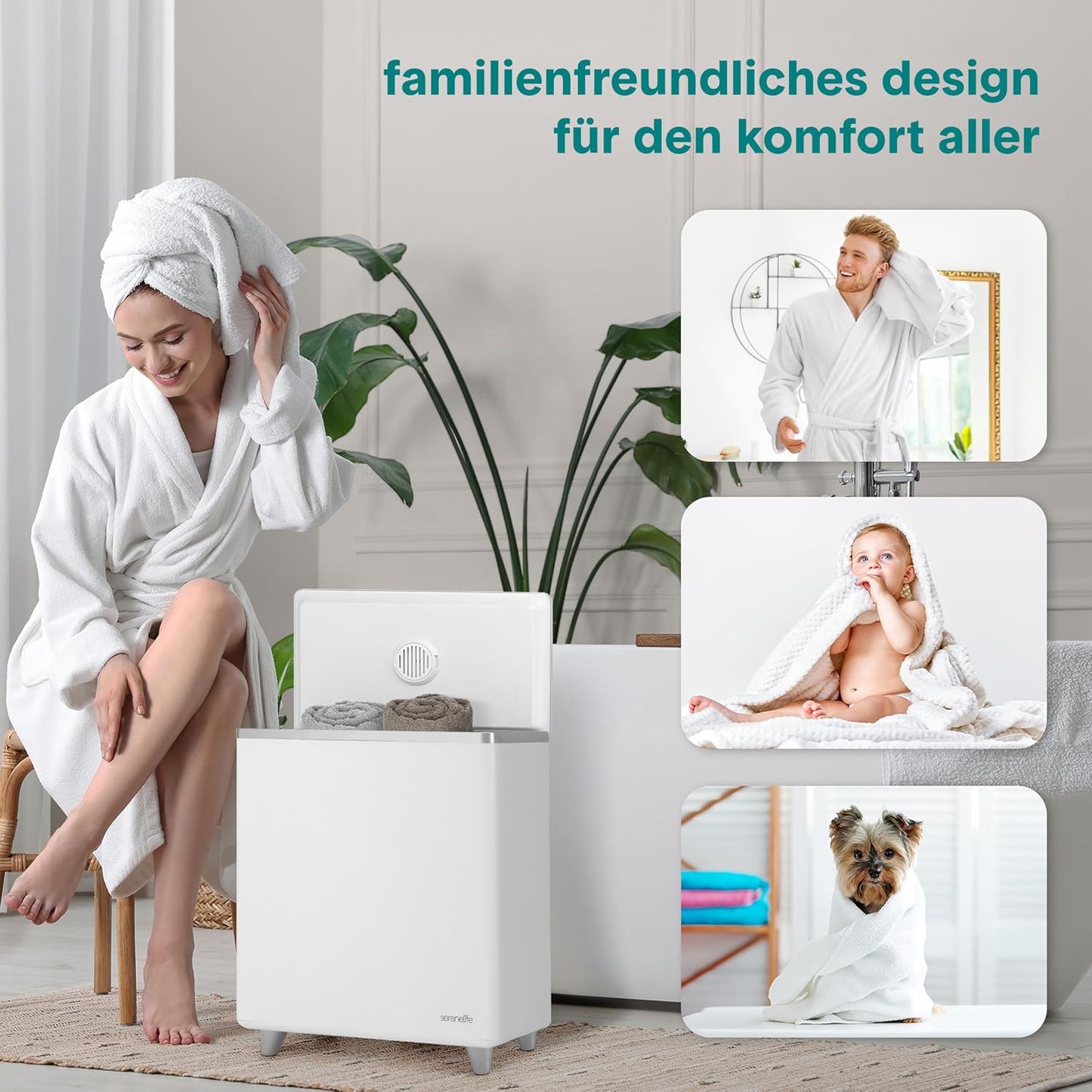 WiFi Handtuchwärmer mit App & Aromatherapie, Silber - Wifi