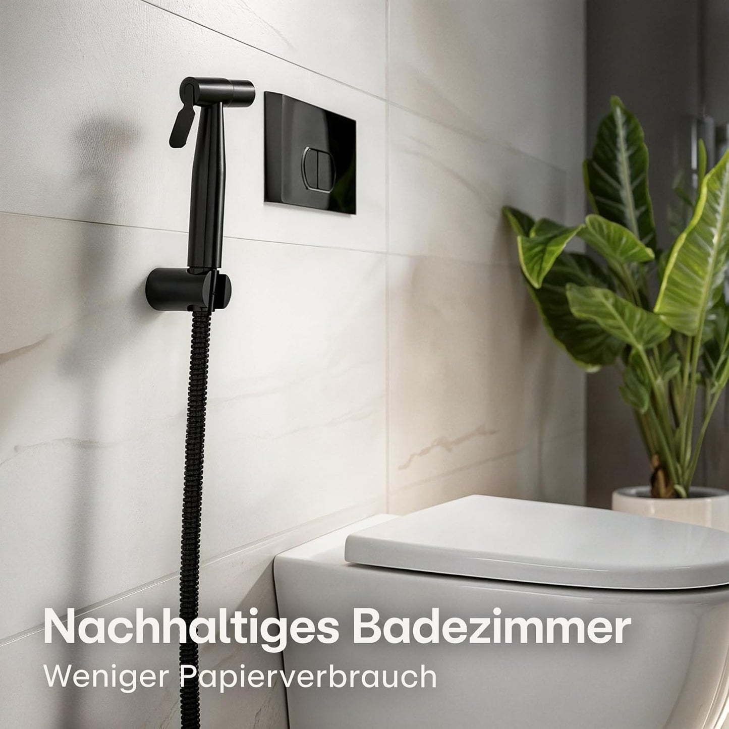 Bidet Handbrause-Set mit Schlauch und Halter, Schwarz