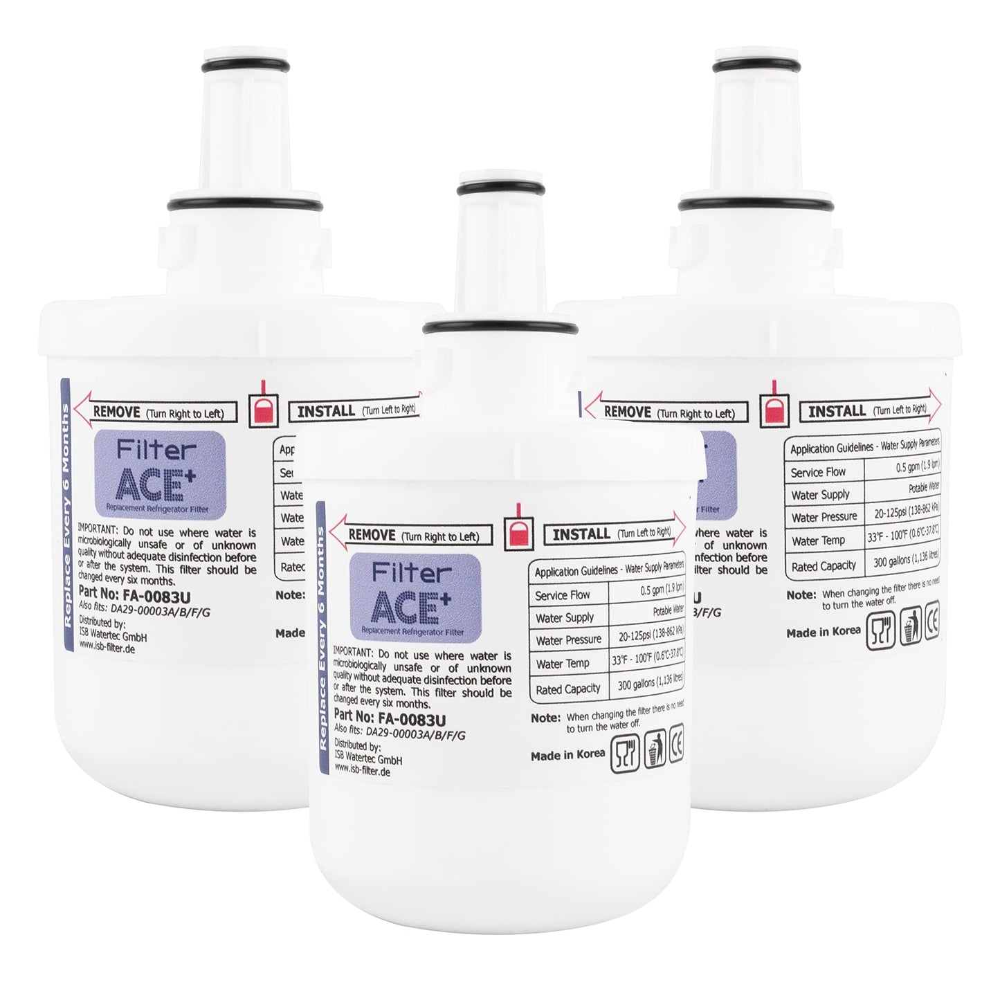 3x Kühlschrank Wasserfilter Ersatz (kompatibel mit Samsung), 3 Stück (1er Pack)
