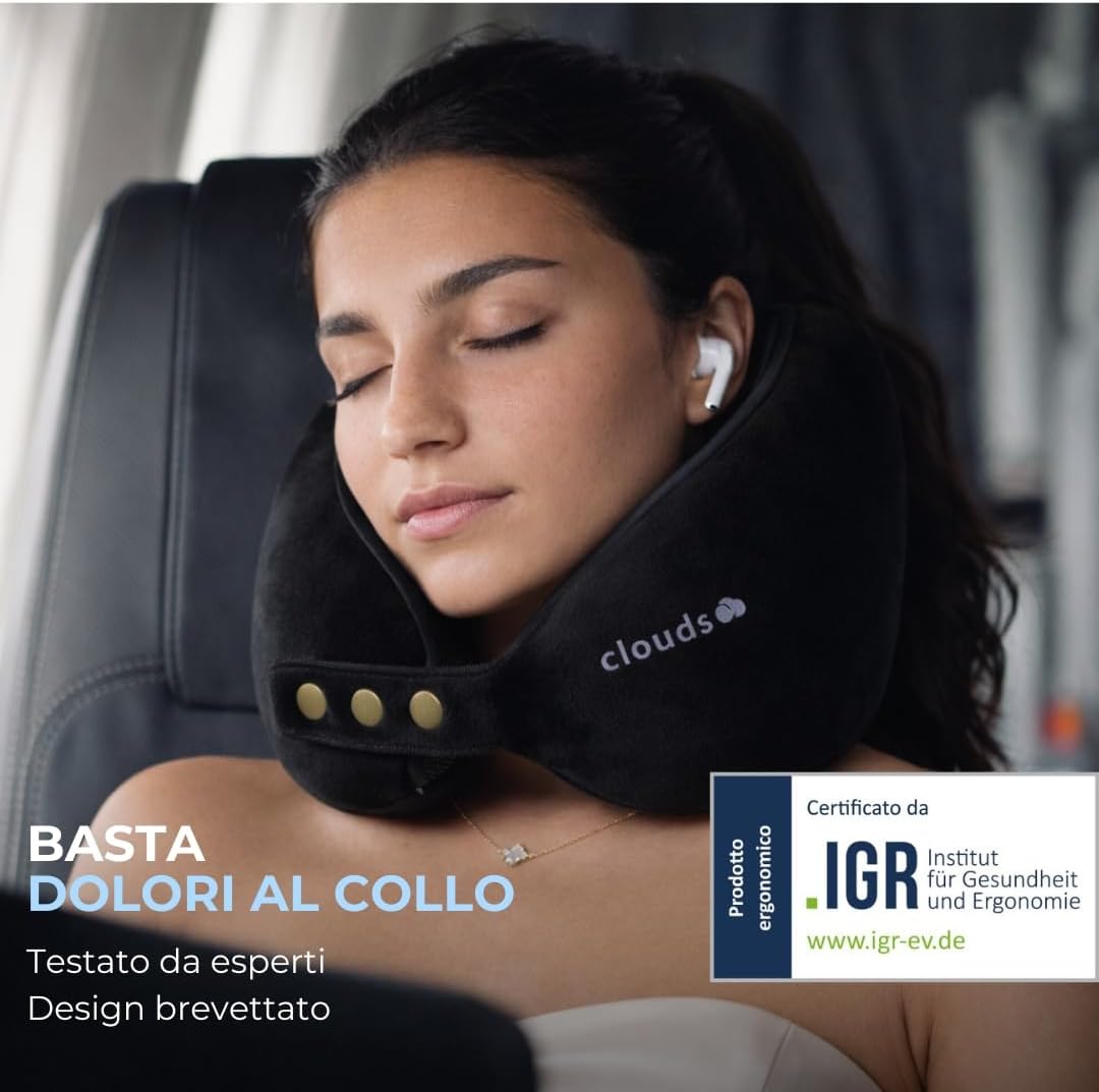 Einstellbares Memory Foam Reisekissen (2 Grössen), Grau L/XL