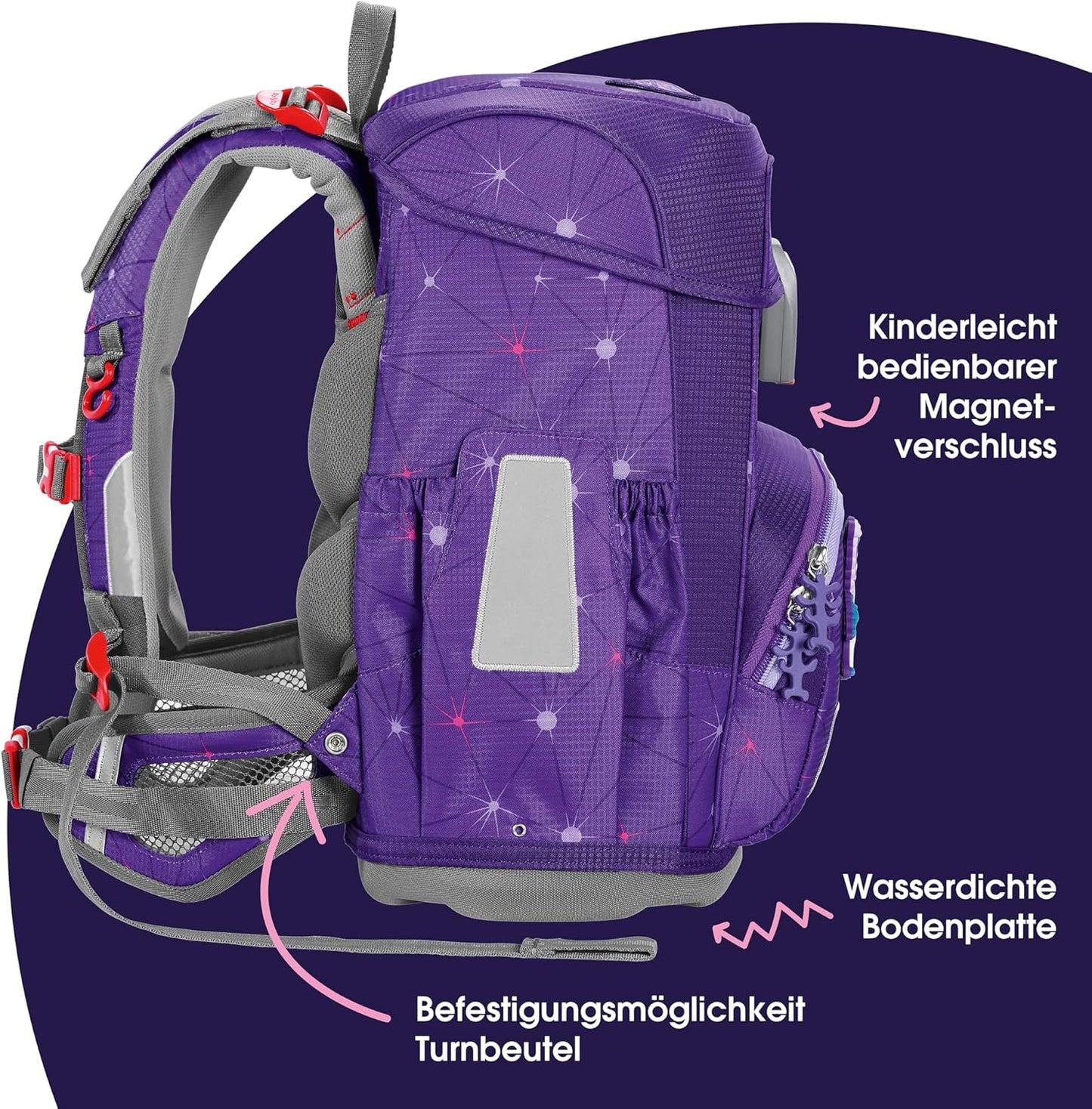 5-teiliges Schulranzen-Set Cloud, Dreamy Pegasus - Lila - Grau