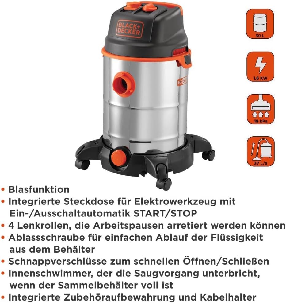 Nass- und Trockensauger mit Werkzeugsteckdose