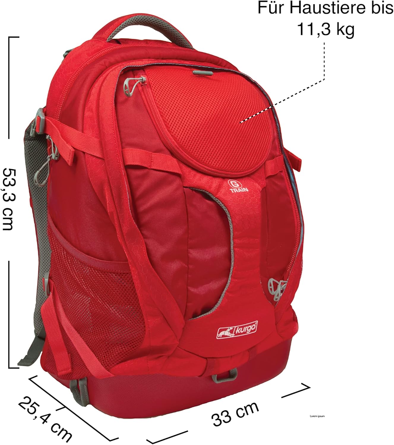 G-Train K9 Rucksack mit Hundefach (bis 11 kg), Standardverpackung Rot