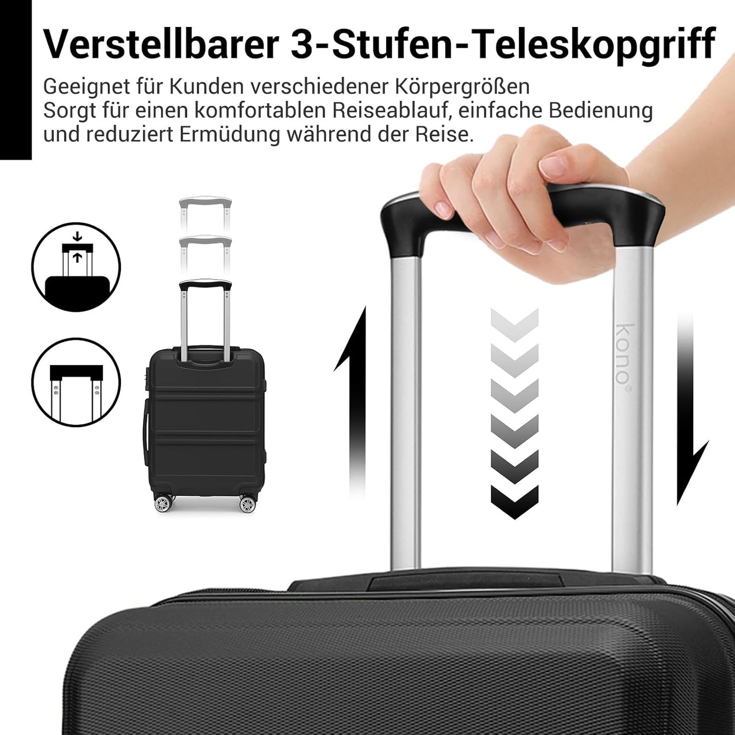 Reisekoffer, L (65cm) Schwarz