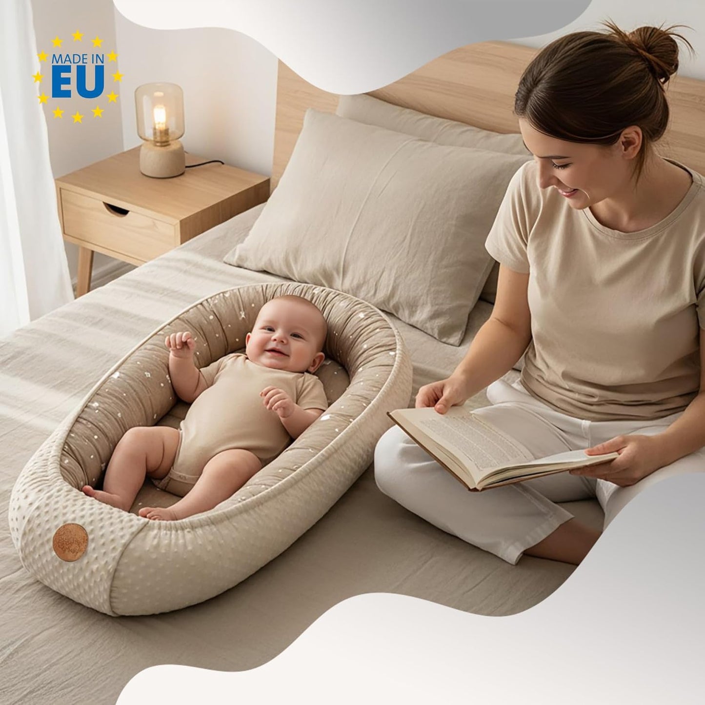 Babynestchen mit waschbarem Bezug, Teddybären 90x50 cm (1er Pack)