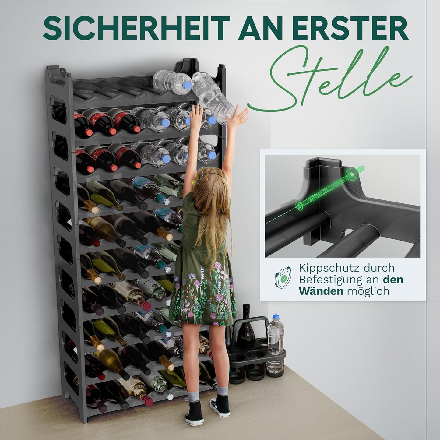 Flaschenregal für 24 Flaschen, für 24 Flaschen Grau