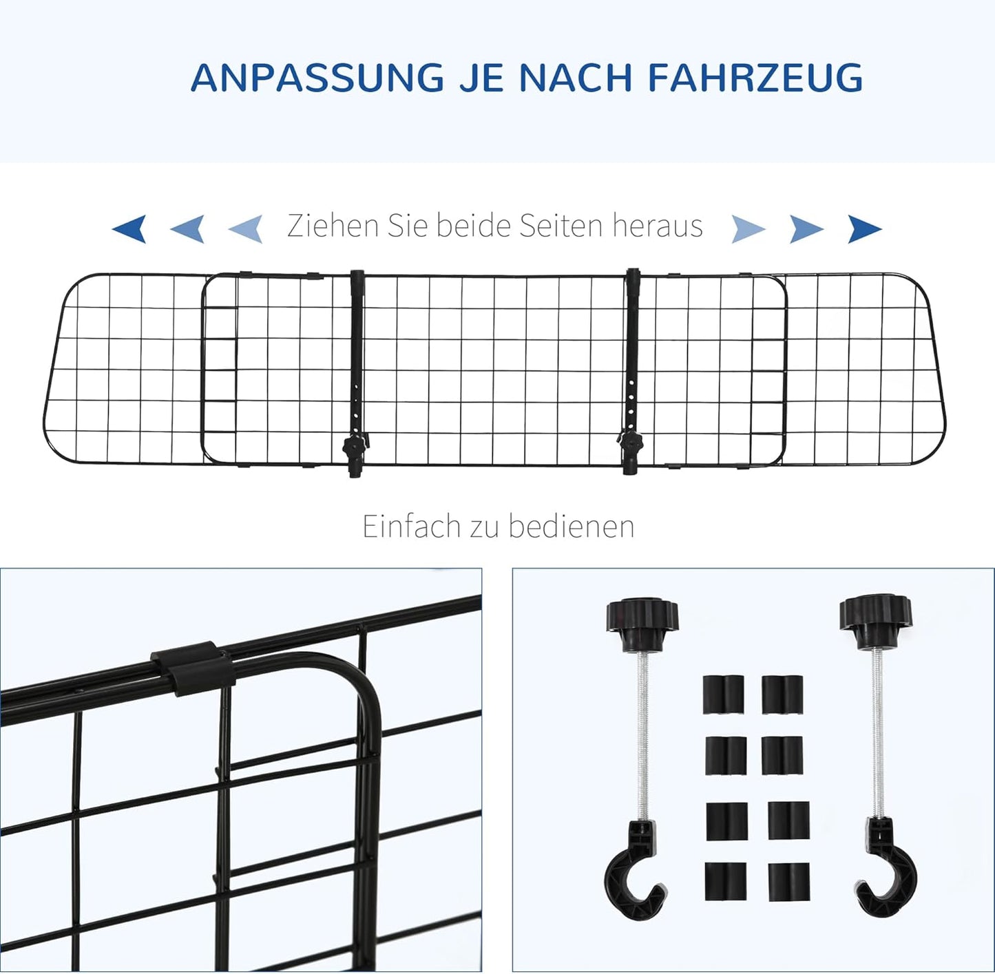 Auto Hundeschutzgitter mit Verstellbarkeitfunktion