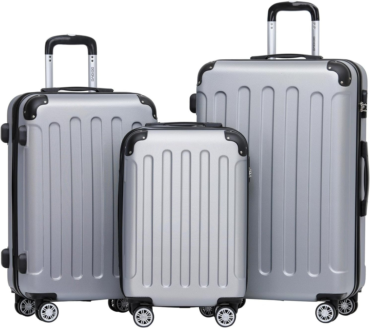 3-teiliges Hartschalen-Kofferset, Silber Set