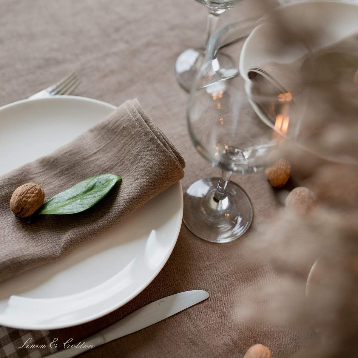 4-teiliges Stoffservietten-Set Hygge, Beige Servietten - 32 x 32cm