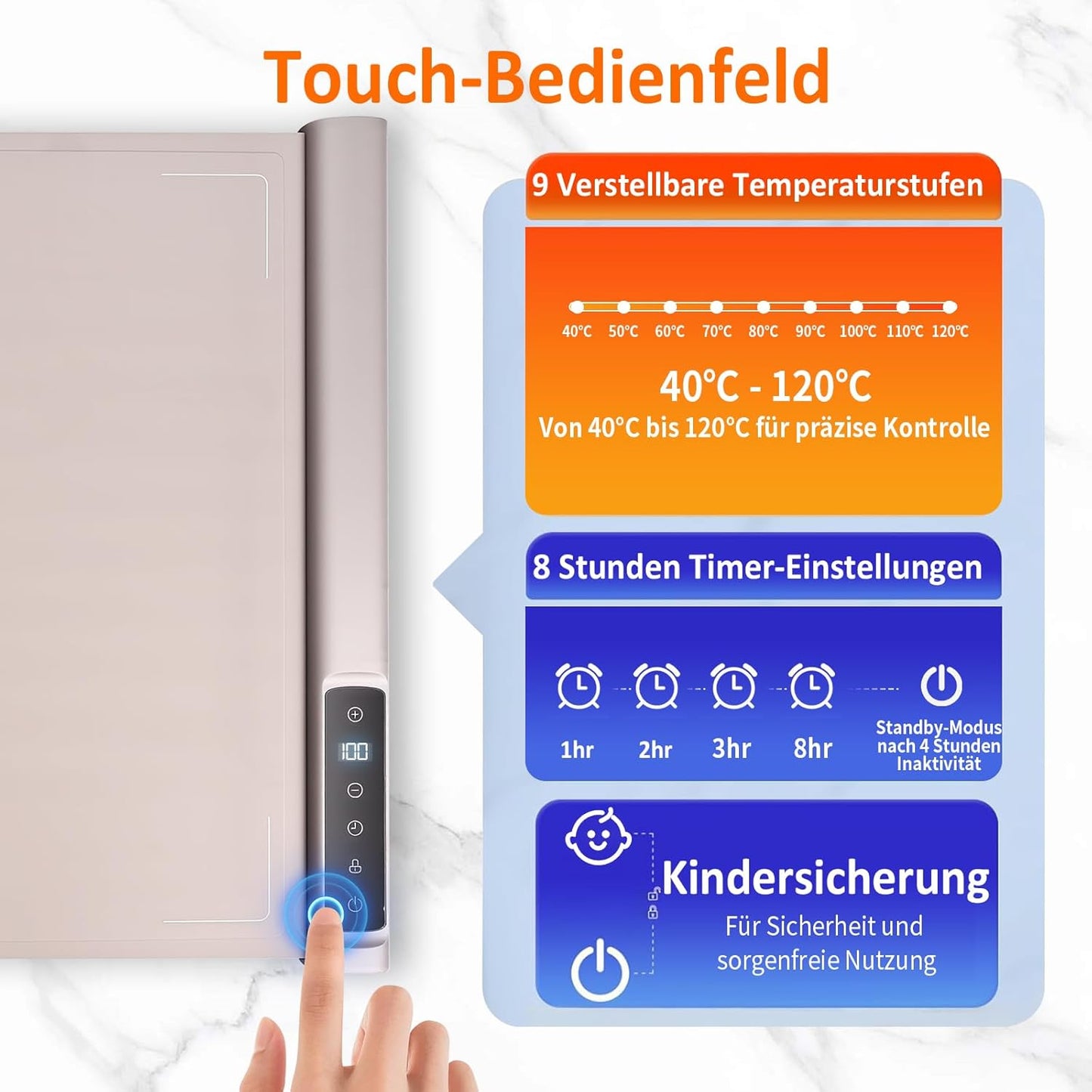Elektrische Warmhalteplatte (40-120℃) Faltbar