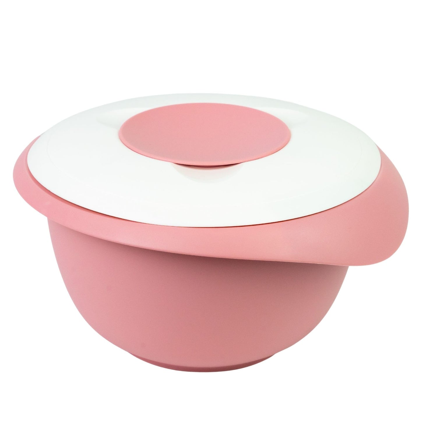 Rührschüssel mit Deckel, Rosa/Weiss, mit Deckel