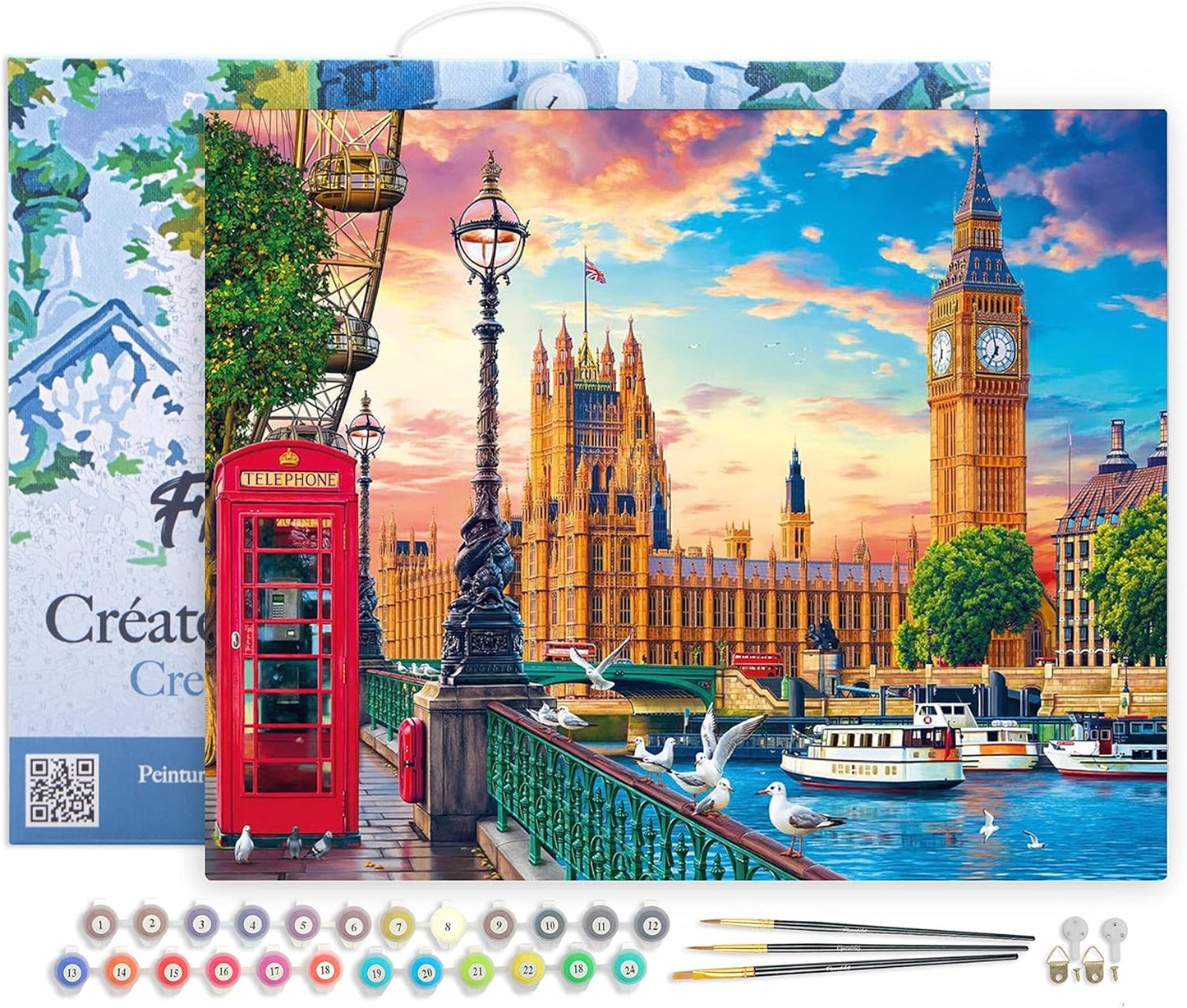 Malen nach Zahlen Set "Frühling in London" mit Rahmen, Frühling in London 40x50cm Mit Rahmen (bereits gespannt)
