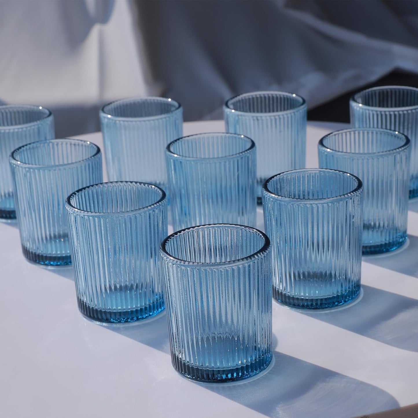 Teelichthalter-Set, Glas (12er-Set), Blau