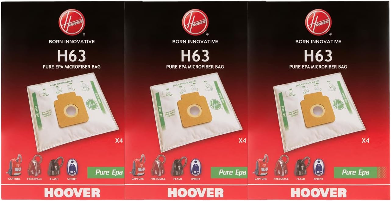 Staubsaugerbeutel-Set H63 (12 Stück), 3 Pakete