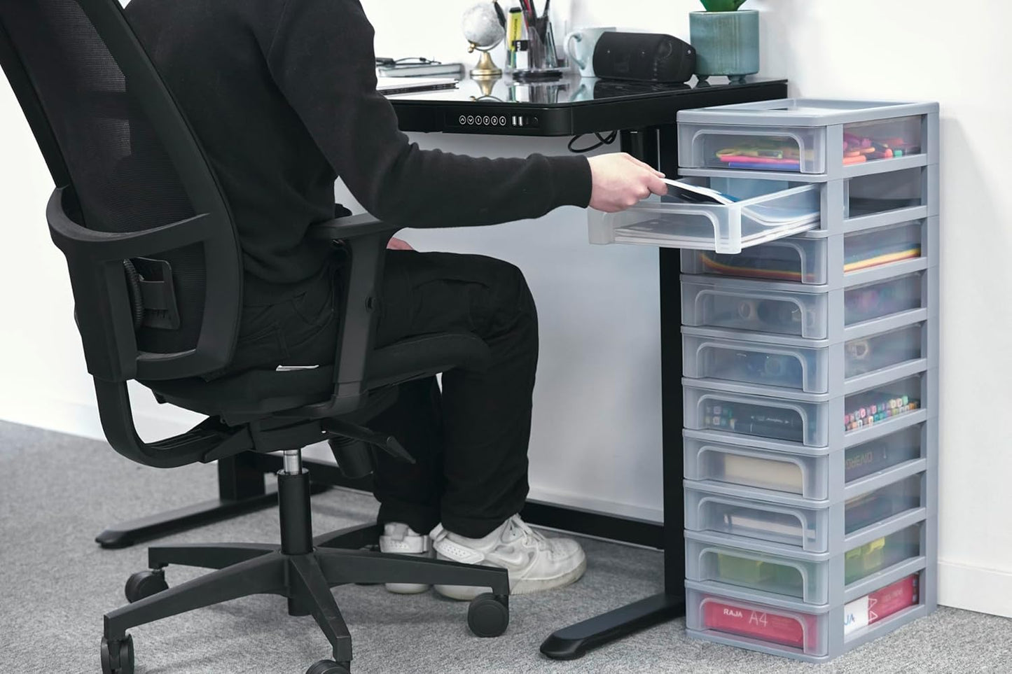 Schubladenbox OCH-2100 mit 10 tiefen Schubladen, Grau 10 Schubladen/Tief
