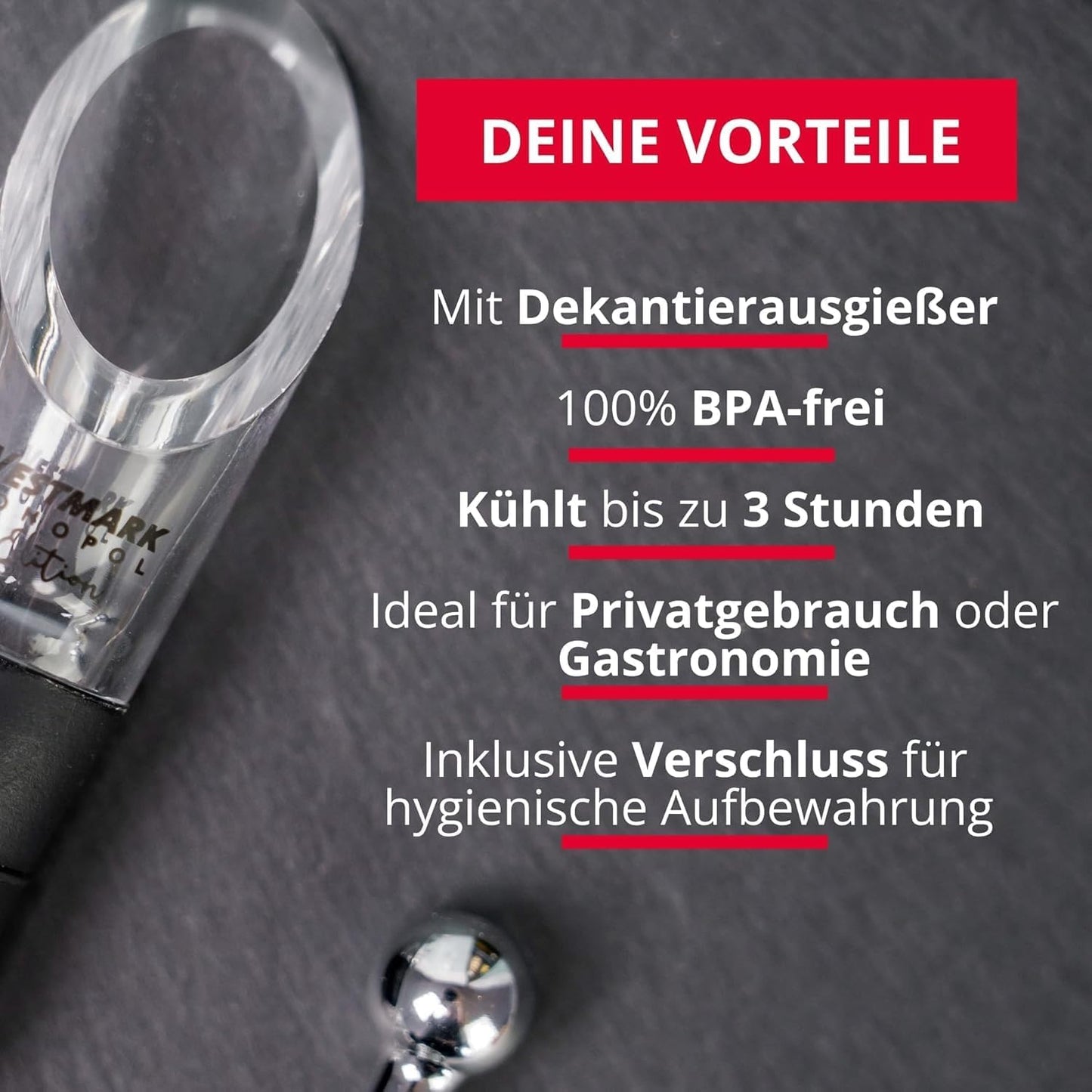 Weinkühlstab mit Ausgiesser 'Simono', Weinkühlstab