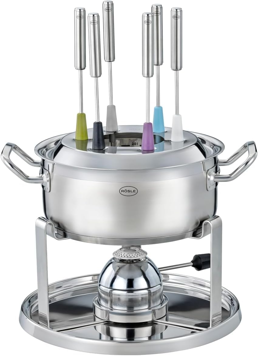 silber Fondue-Set mit Gasbrenner 39x27,5x15cm