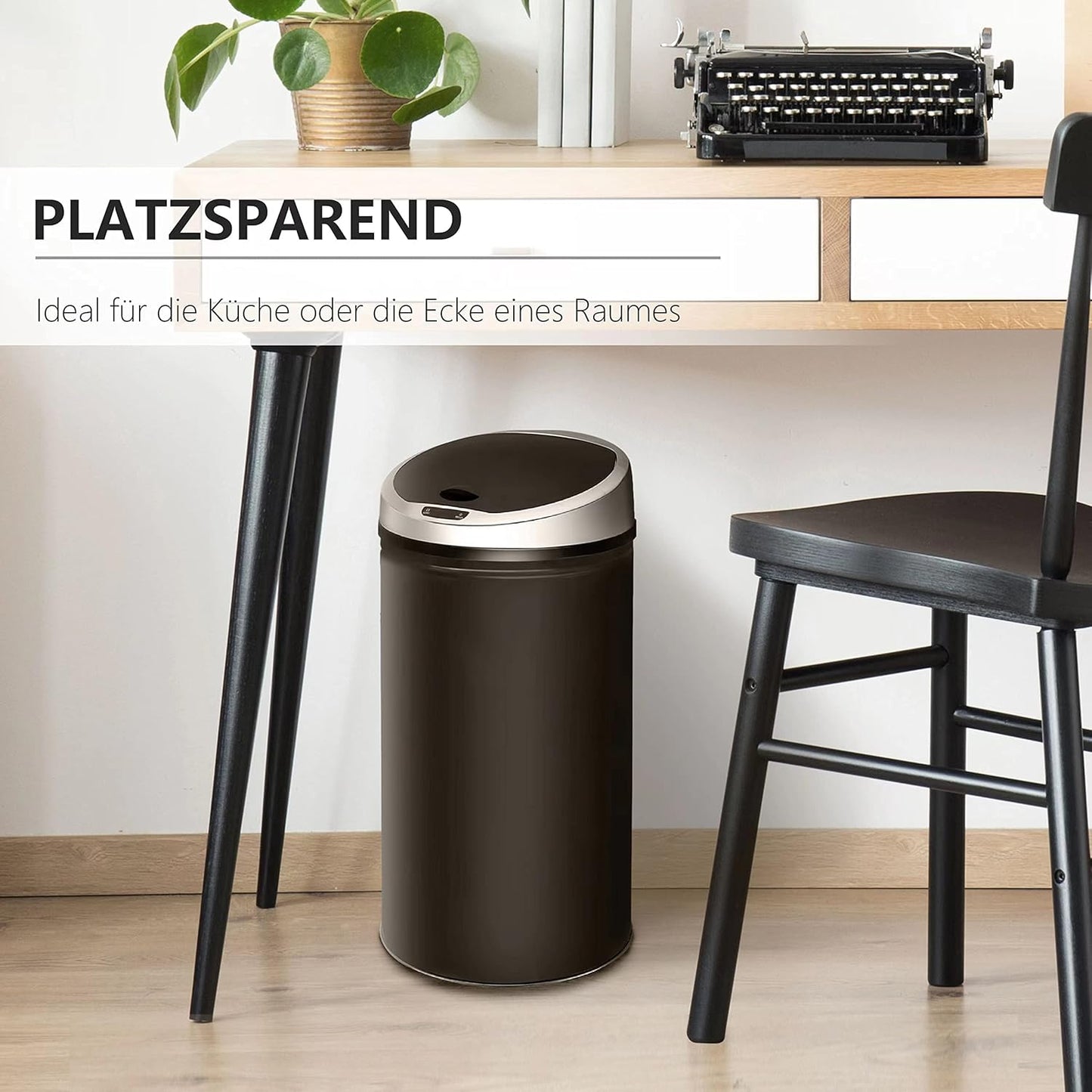 Abfalleimer mit Sensor, 40 Liter Schwarz