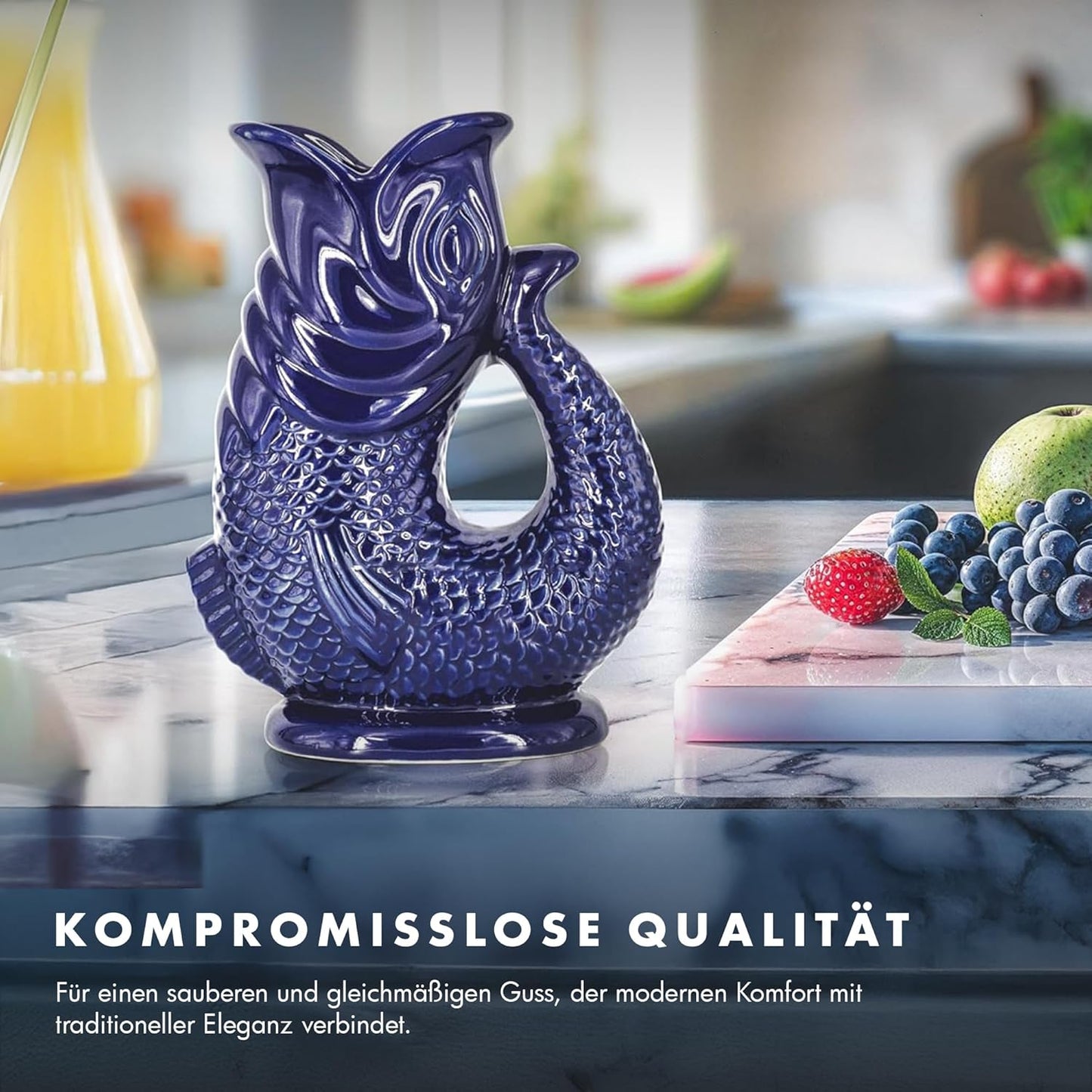 Keramikkaraffe in Fischform mit Gluckergeräuschen