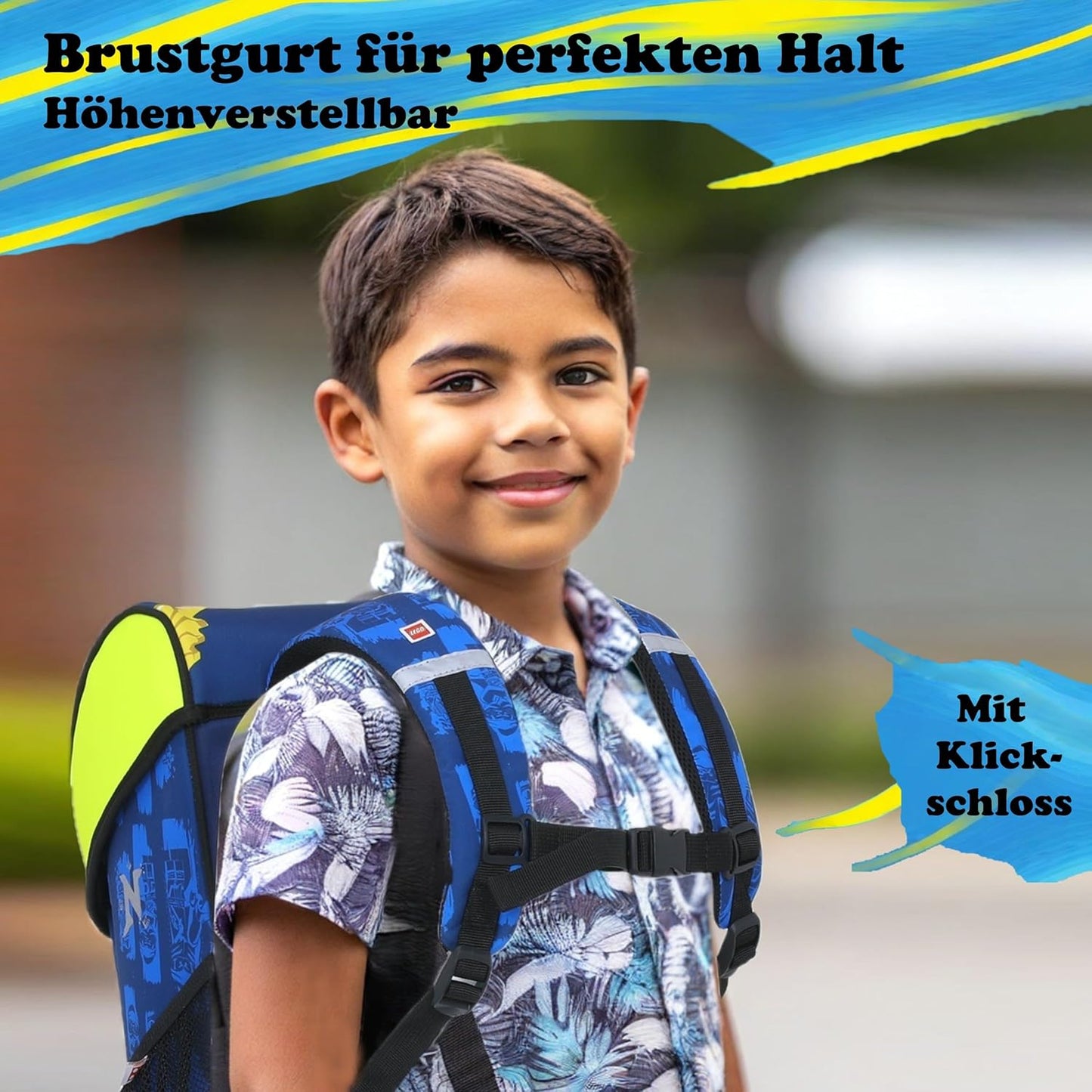 Ninjago Schulranzen-Set, Blau 6-teiliges Set mit Federmappe