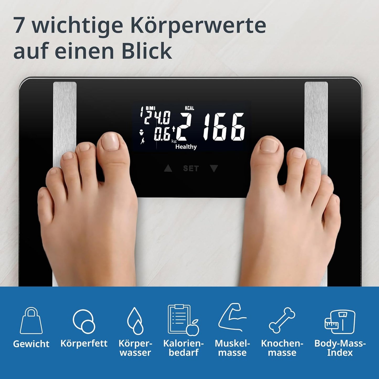 Körperanalysewaage Ines, Schwarz