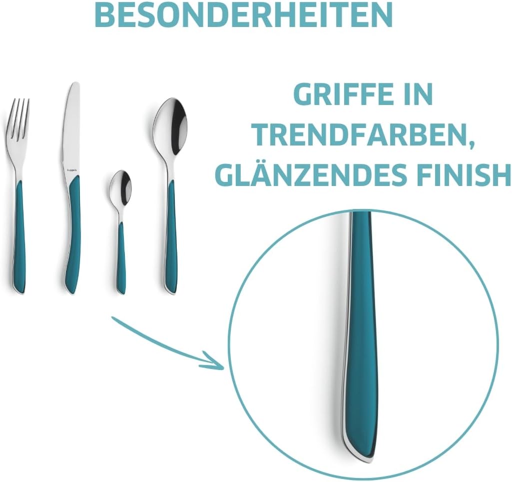 24-teiliges Prisma Besteckset für 6 Personen, 24-teilig, Petrol | 24-teilig
