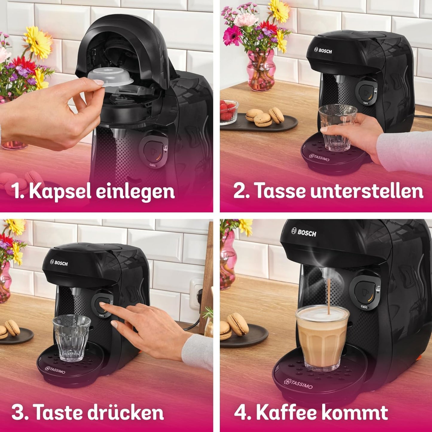 Kapselmaschine Tassimo happy friendly, TAS102E Schwarz