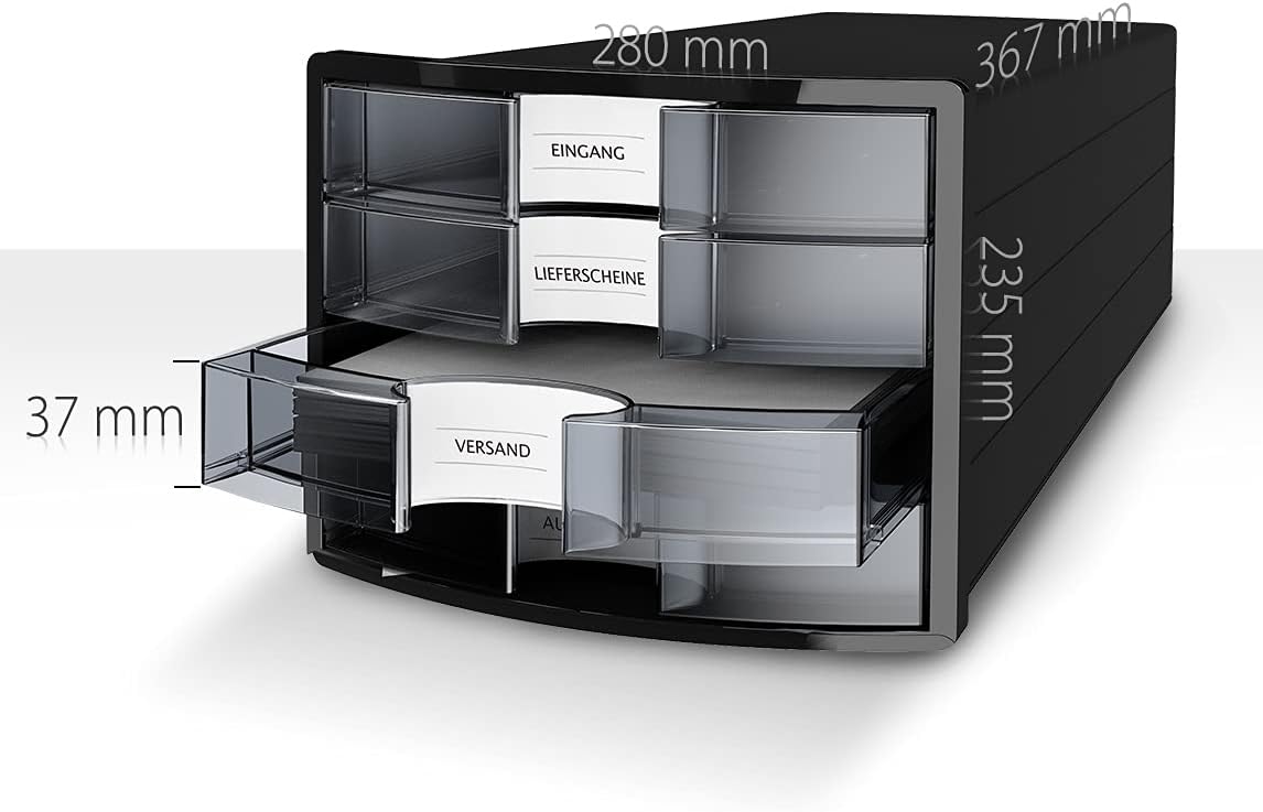 Schubladenbox Impuls 2.0, 3 Schubladen geschlossen Schwarz
