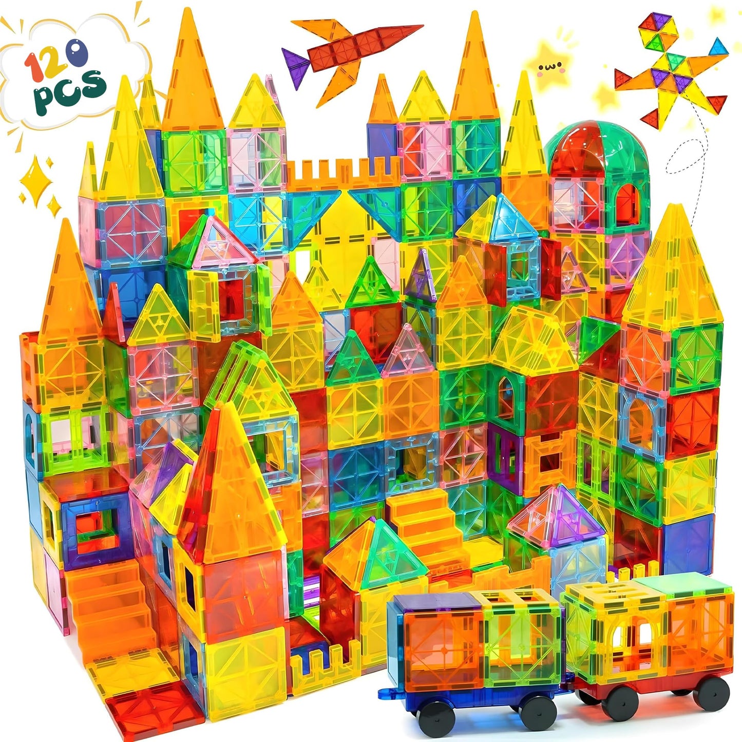 Magnetische Bausteine, 120 Magnetic Tiles