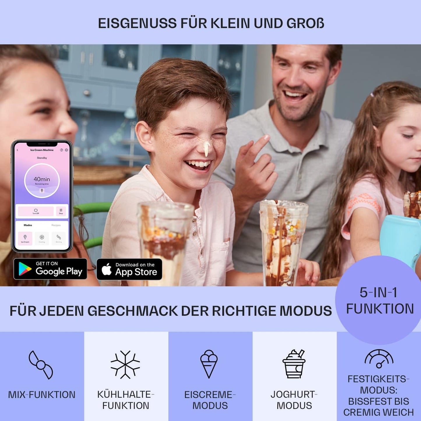 Softeismaschine mit WiFi/App-Funktion