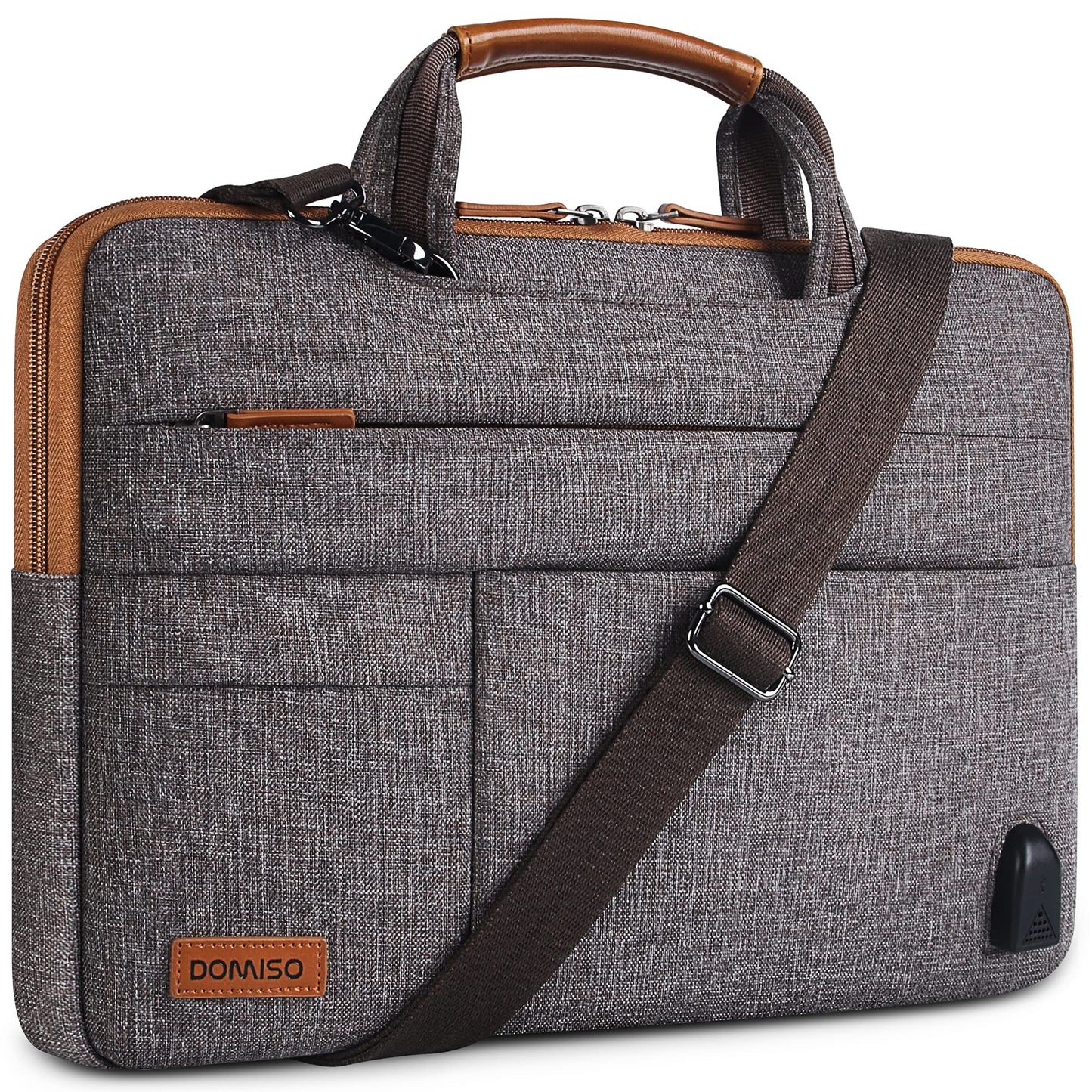 Wasserdichte Laptop-Aktentasche mit USB-Anschluss, 10,1 - 10,5 Zoll Braun