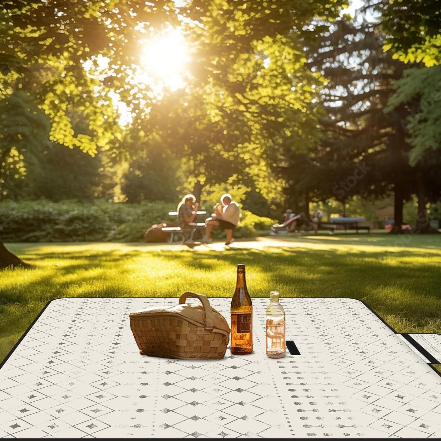 Wasserdichte Picknickdecke, Beige 200 x 200 cm