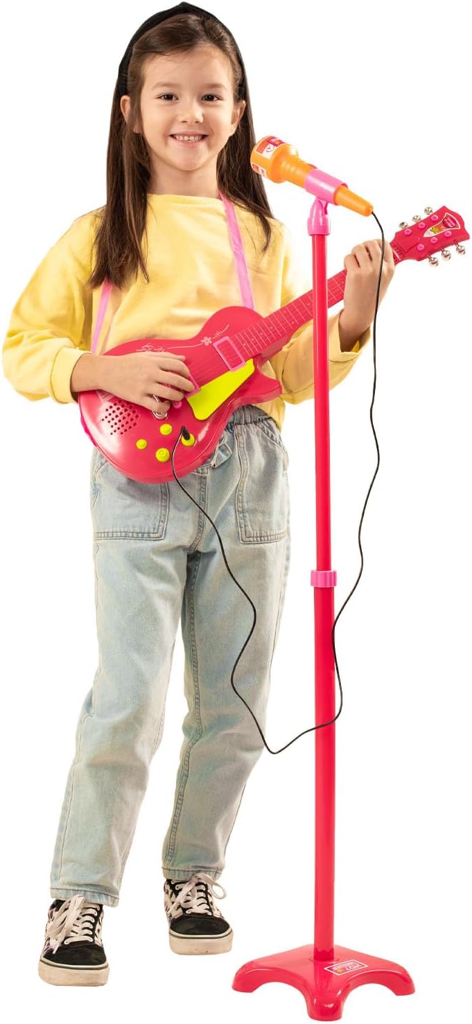 E-Gitarre mit Mikrofon Pink