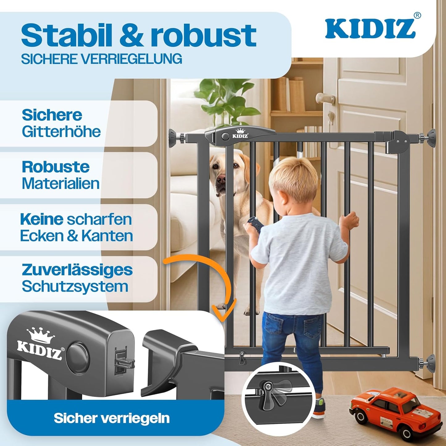 Treppenschutzgitter ohne Bohren, verstellbar, 81 - 87 cm Anthrazit