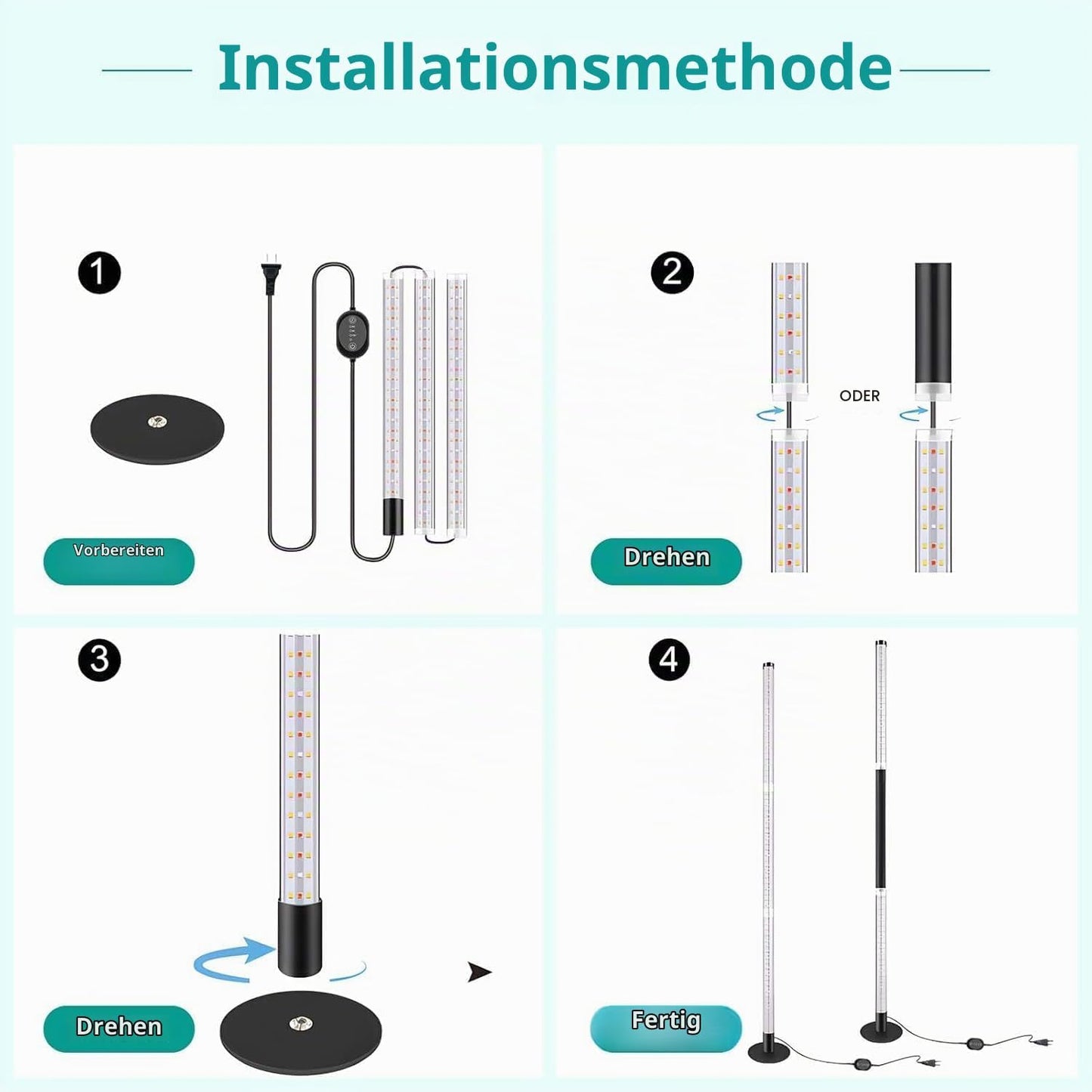 LED-Pflanzenlampe, Schwarz