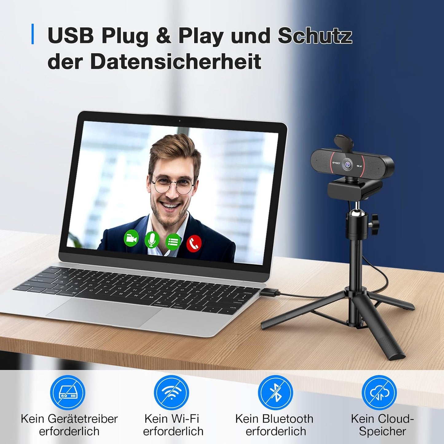 C960 UHD Webcam mit Autofokus und Dual Mikrofon, C960 4K Kit Schwarz