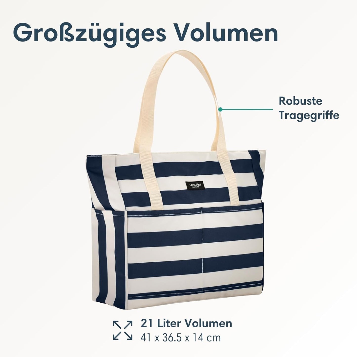 Strandtasche, Navy - Gestreift