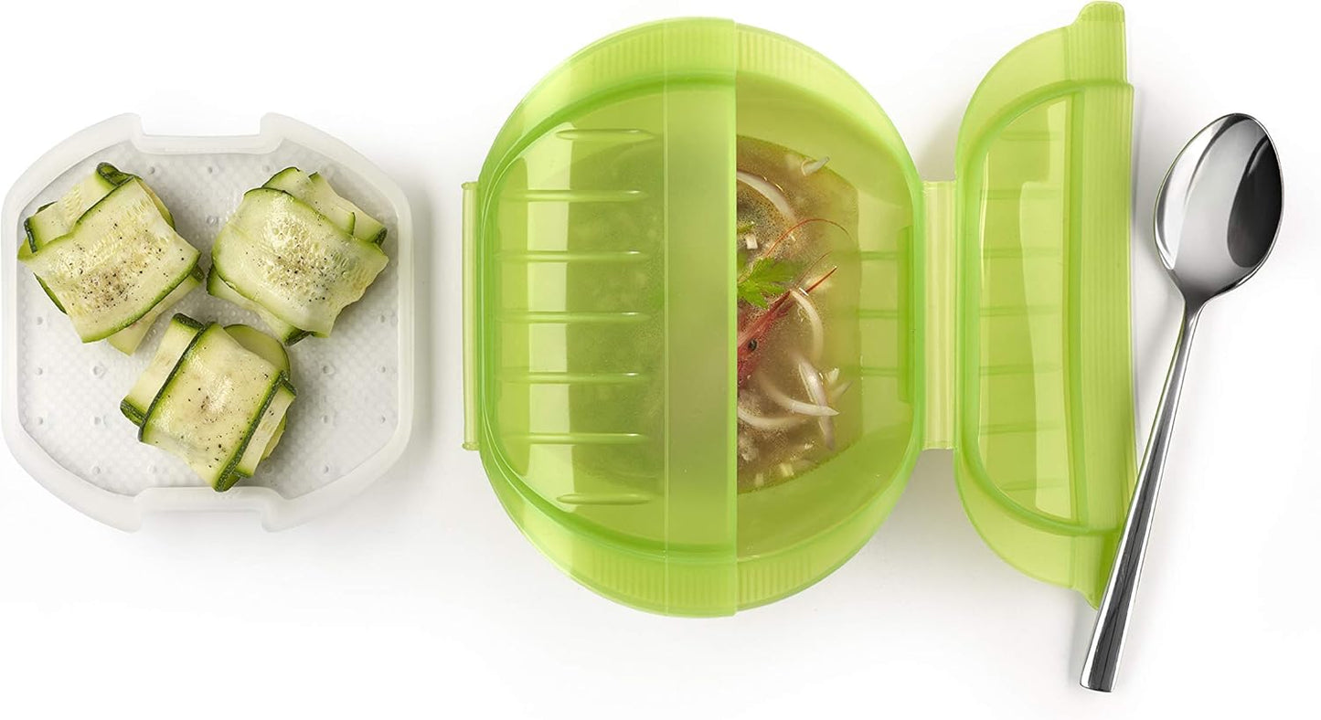 Dampfbox mit Einlegeboden (für 3-4 Personen), Grün 1000 ml