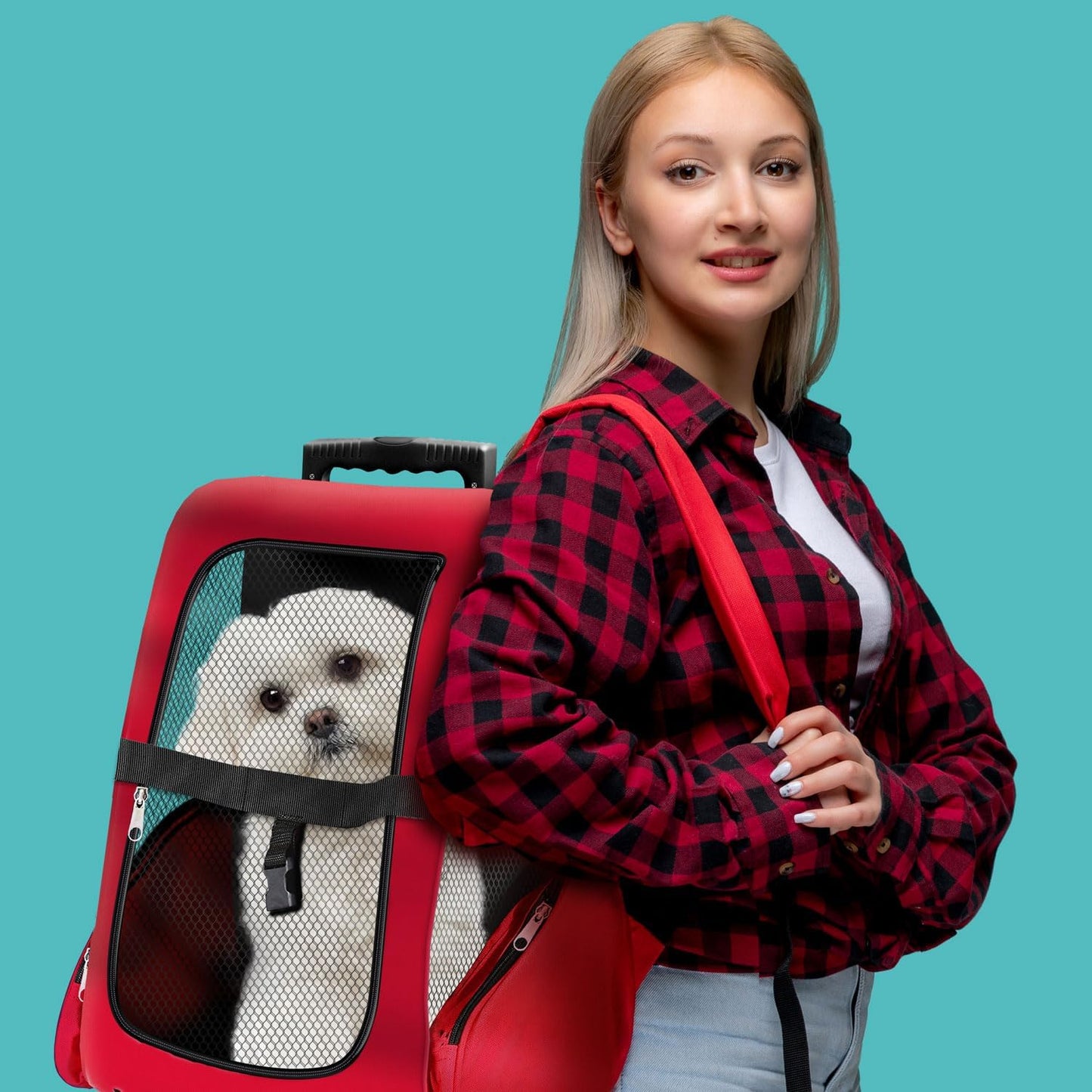 Haustier-Trolley für Hunde und Katzen, Hundetrolley Rot