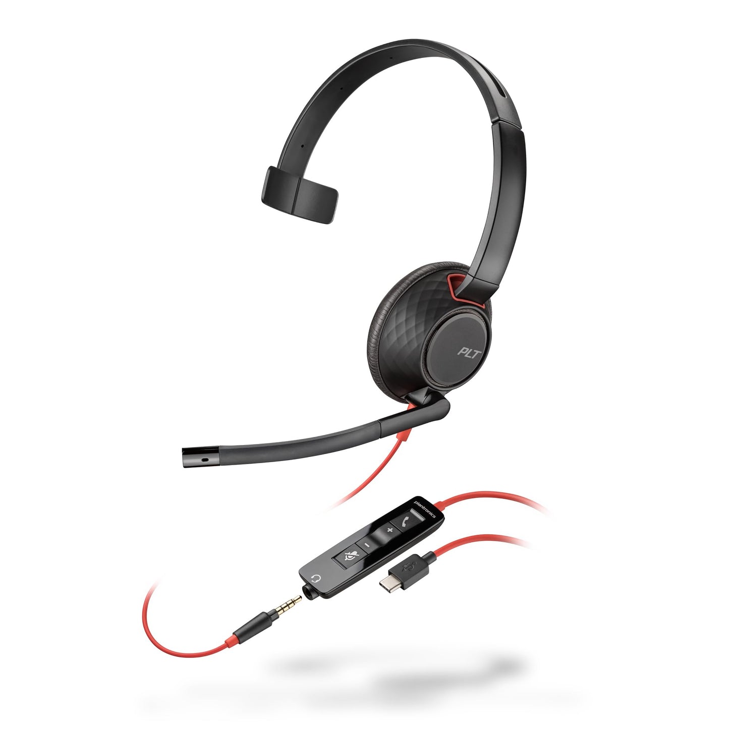 Schnurgebundenes Headset Poly Blackwire 5210 mit Noise Cancelling-Mikrofon, 2024 Version (USB-C & AUX) USB-A, USB-C