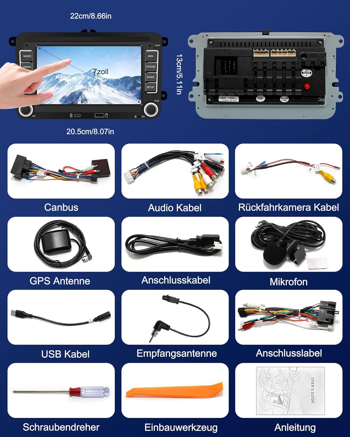 Bluetooth Autoradio mit Navi und 7 Zoll Bildschirm