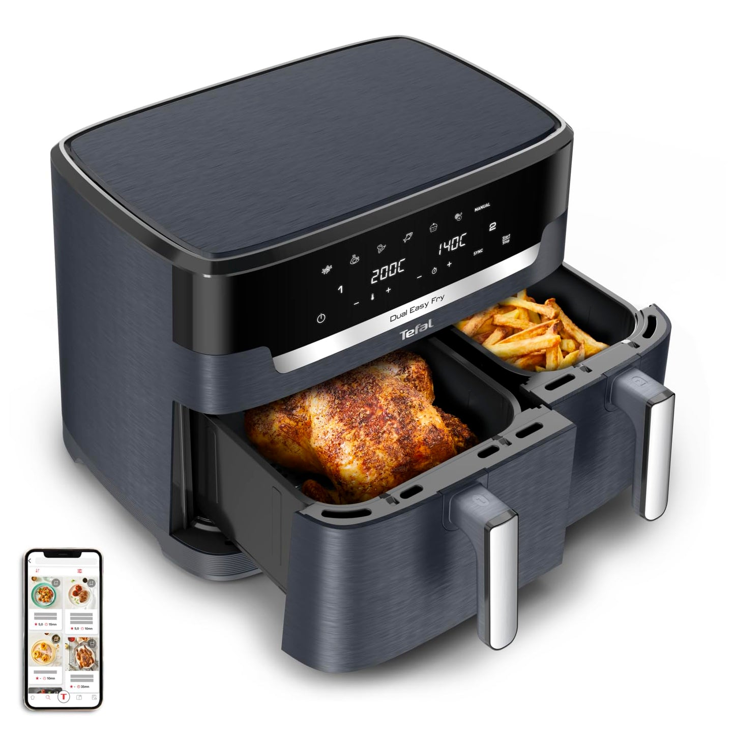 Dual Easy Fry Heissluftfritteuse, Dual Basket 11 L