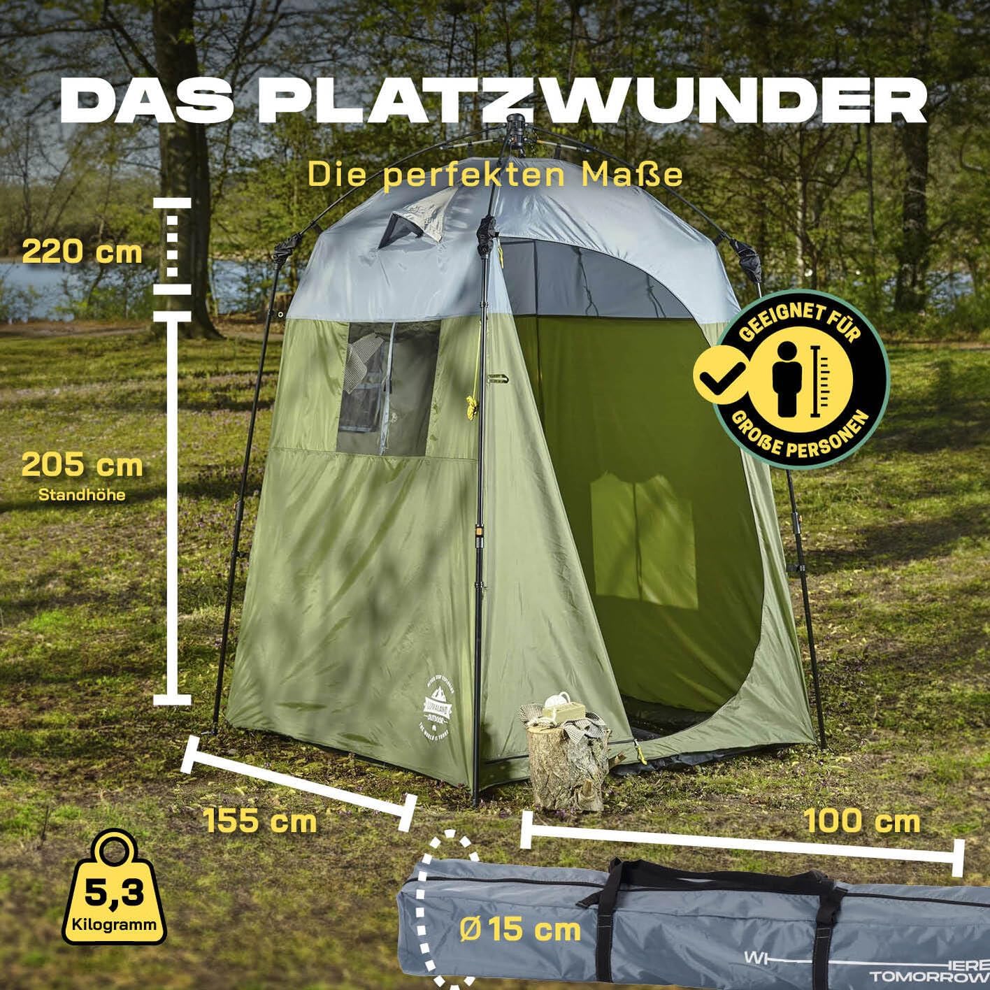 Pop-Up Dusch- und Toilettenzelt, Grün 1 Person