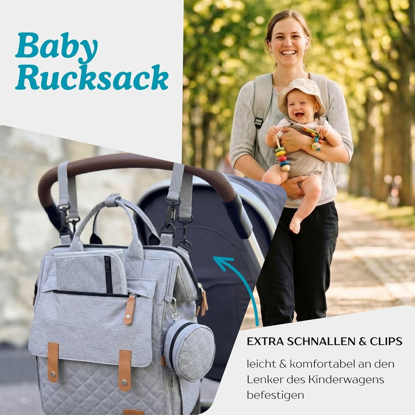 Wickelrucksack mit Wickelunterlage, Navy [02] Ohne Personalisierung