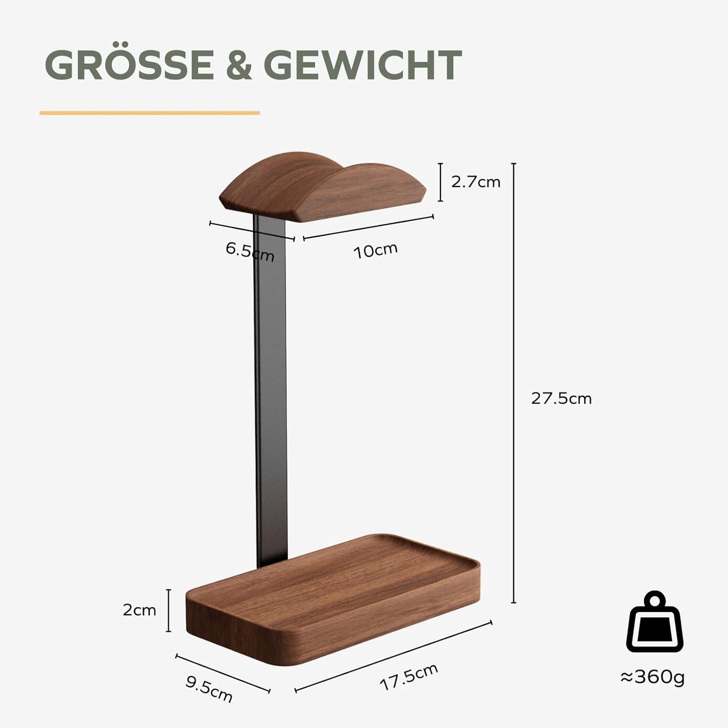 Kopfhörerständer mit Tablett-Ablage