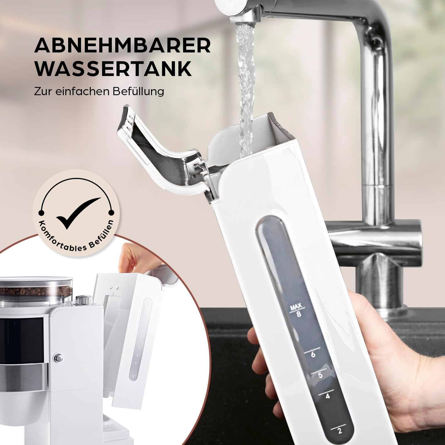 Kaffeemaschine mit Touch-Display, 9) Weiss (Pro Design) - Thermokanne - mit Mahlwerk