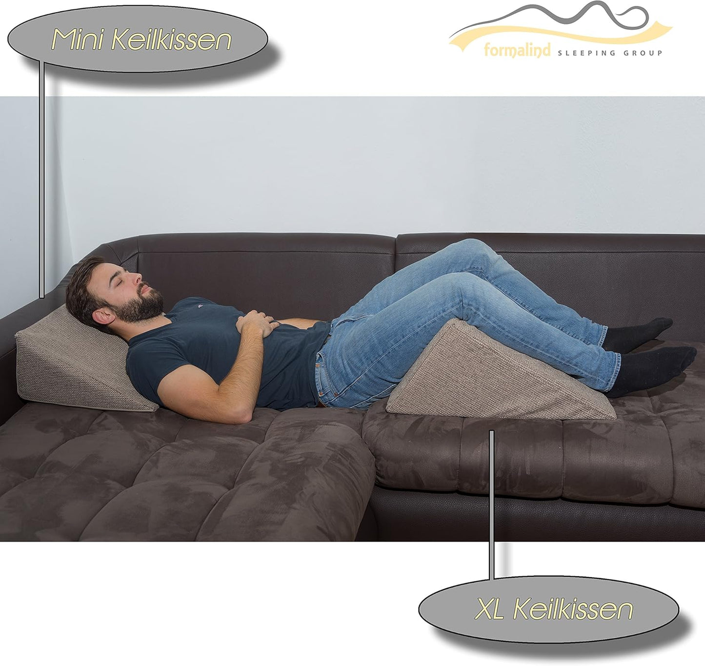 Keilkissen für Bett & Couch, Hellbraun