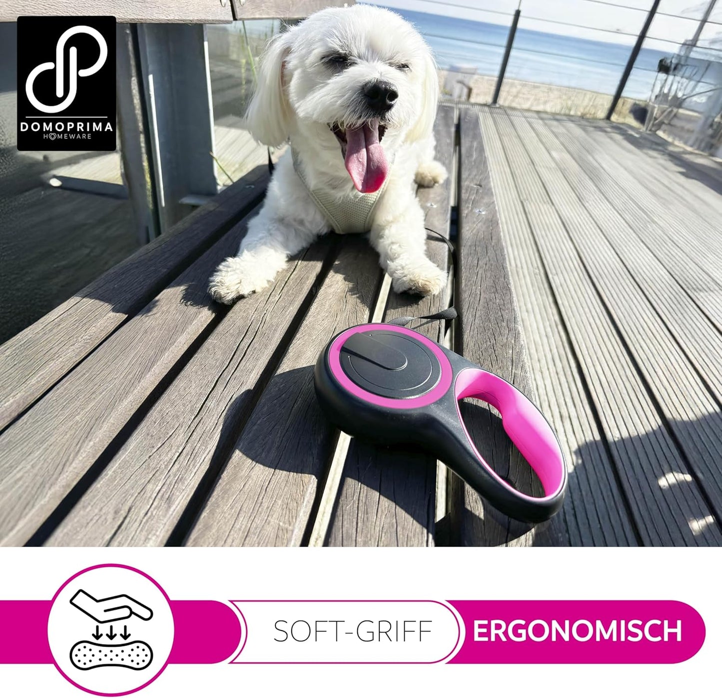 Rollleine, 5m, bis 20 kg, Pink M